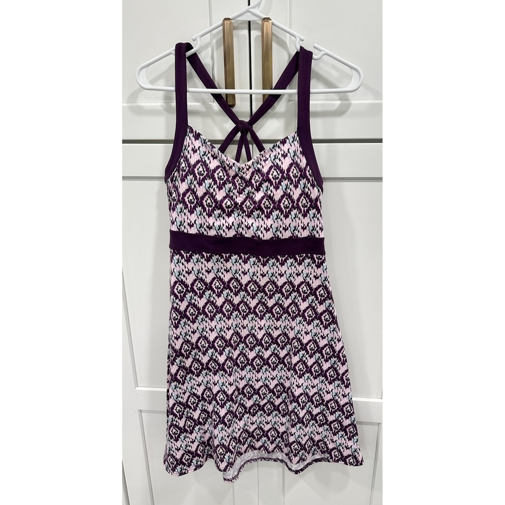 Soybu Purple Print Dress Criss Cross Back Casual Sundress Medium